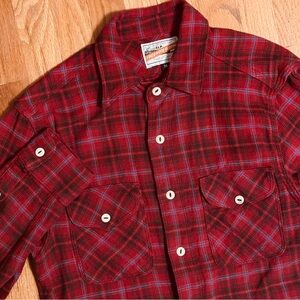 Freenote Cloth Mens Medium Wells Work Shirt in Rust Plaid Long Sleeve Flannel